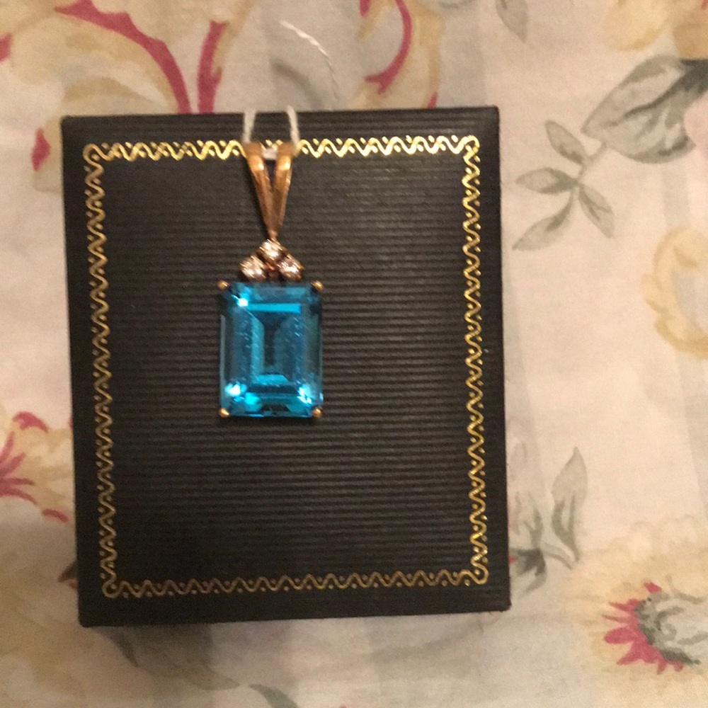 14KT blue topaz slider
